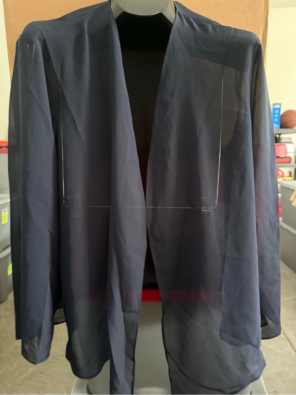 Sheer Navy Open-Front Blouse p45